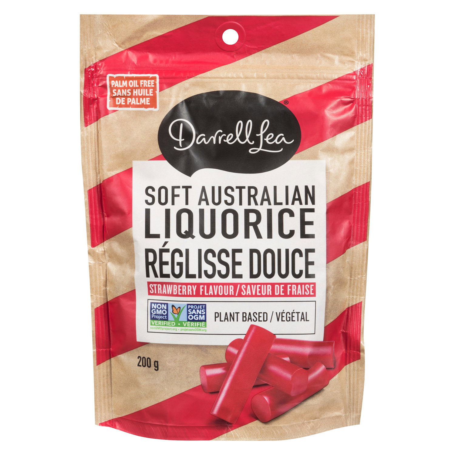 Darrell Lea Strawberry Soft Liquorice 200g product packaging
